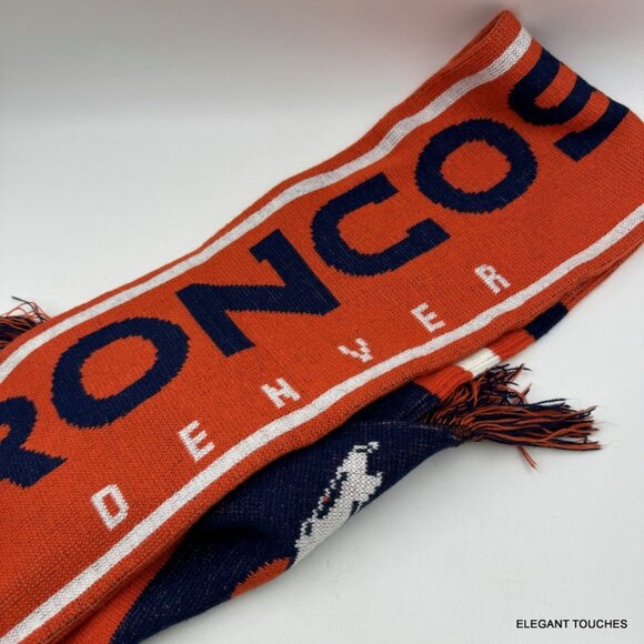 NFL Accessories - Denver Broncos NFL Football Neck Scarf Orange Blue Fringed Soft Knit
